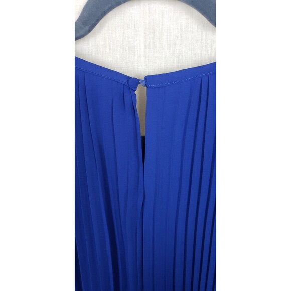 Nanette Lepore Dress Pleated Sleeveless 6 Smocked Waist Midi Royal Blue Lined - Picture 5 of 8
